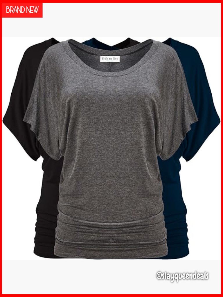 3 Pack Dolman Sleeve Tunic Tops Business Casual Short Sleeve Blouses